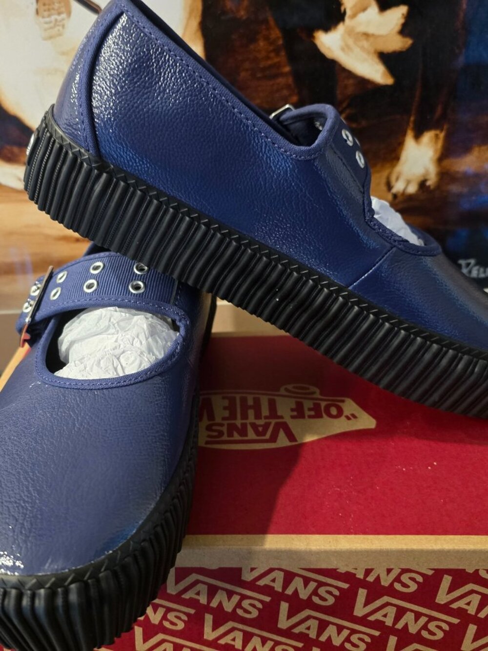 Vans Mary Jane Creeper Platform Shoe Navy / Black VN000V16EMT Women's Sz 8 NEW